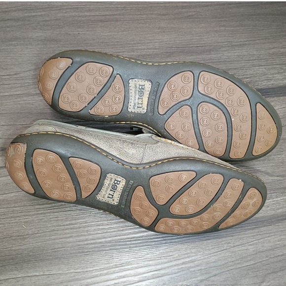 Born Men's Size 9 Distressed Moc Toe Gray Leather Slip On Boat Shoes Loafers - Picture 6 of 7